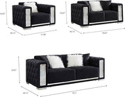 Black Velvet Tufted Sofa Set - GL 6147