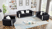 Black Velvet Tufted Sofa Set - GL 6147