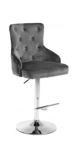 Grey Velvet Bar Stool - ST-6020-6021