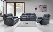Sofa Set Recliner Black Leather Match- IF 8120