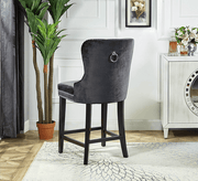 Grey Velvet Plush Cushioned Barstool - ST-6010